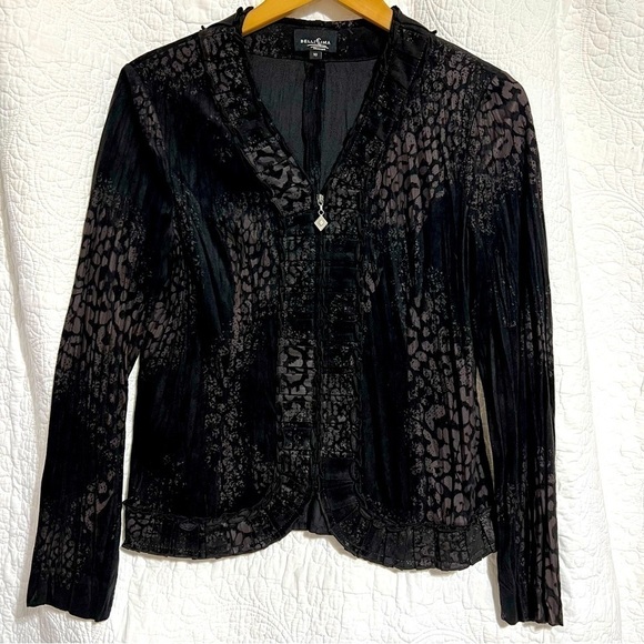BELLISSIMA Faux Suede Leopard Print Zip Up Jacket, Size 10,-#327 - Picture 10 of 13